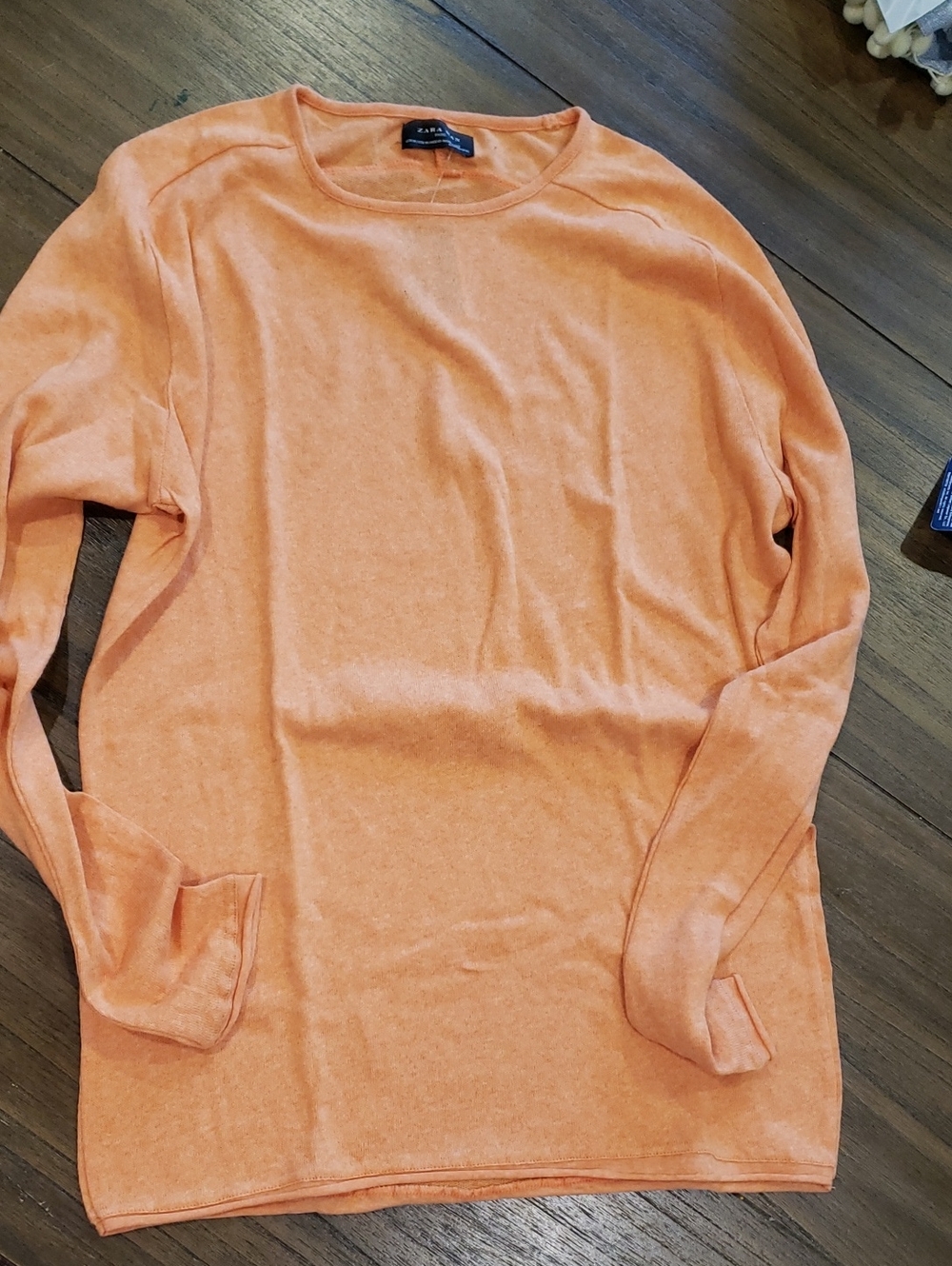 Zara Peach-Orange Lightweight Crewneck Sweater